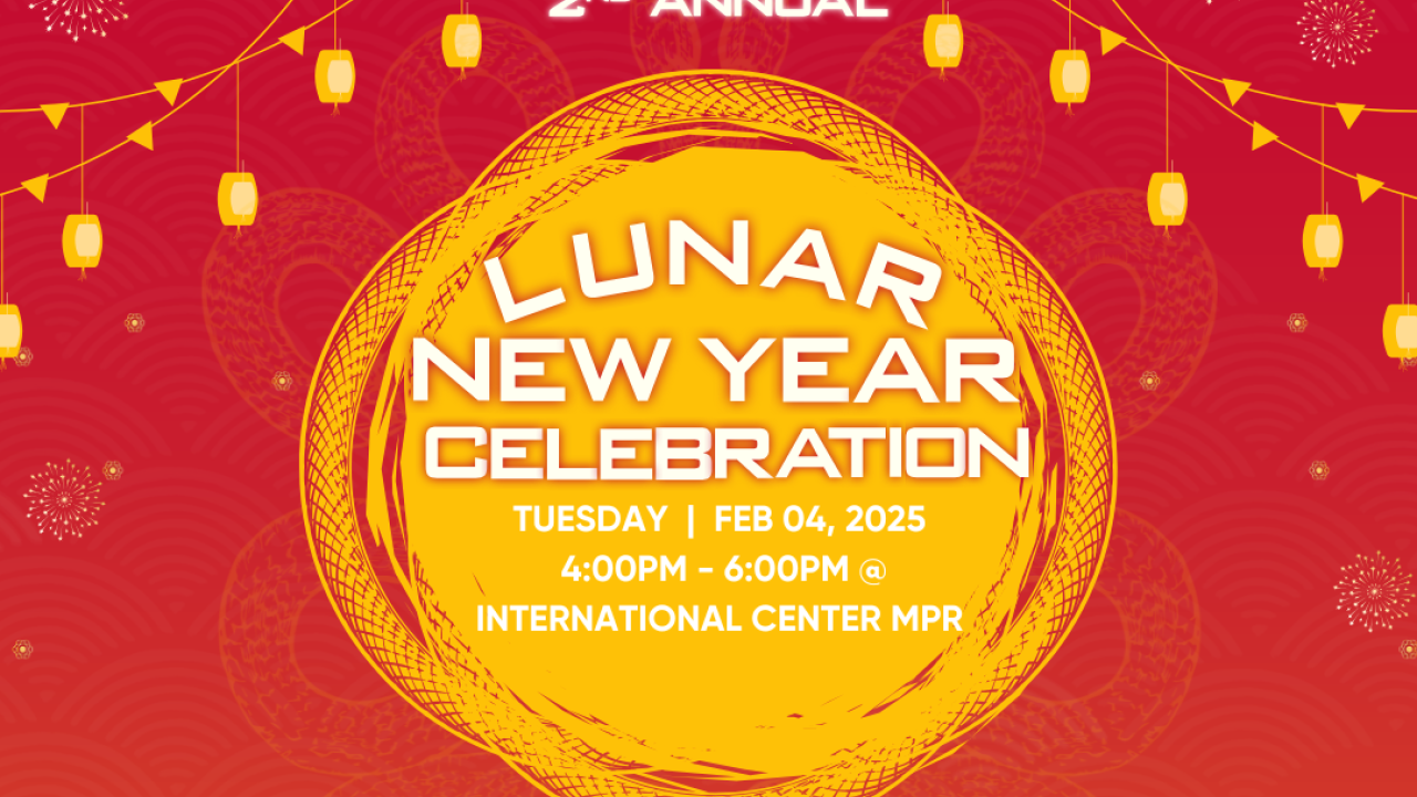 a flyer for the lunar new year celebration on 2/4/25 at the international center at uc davis