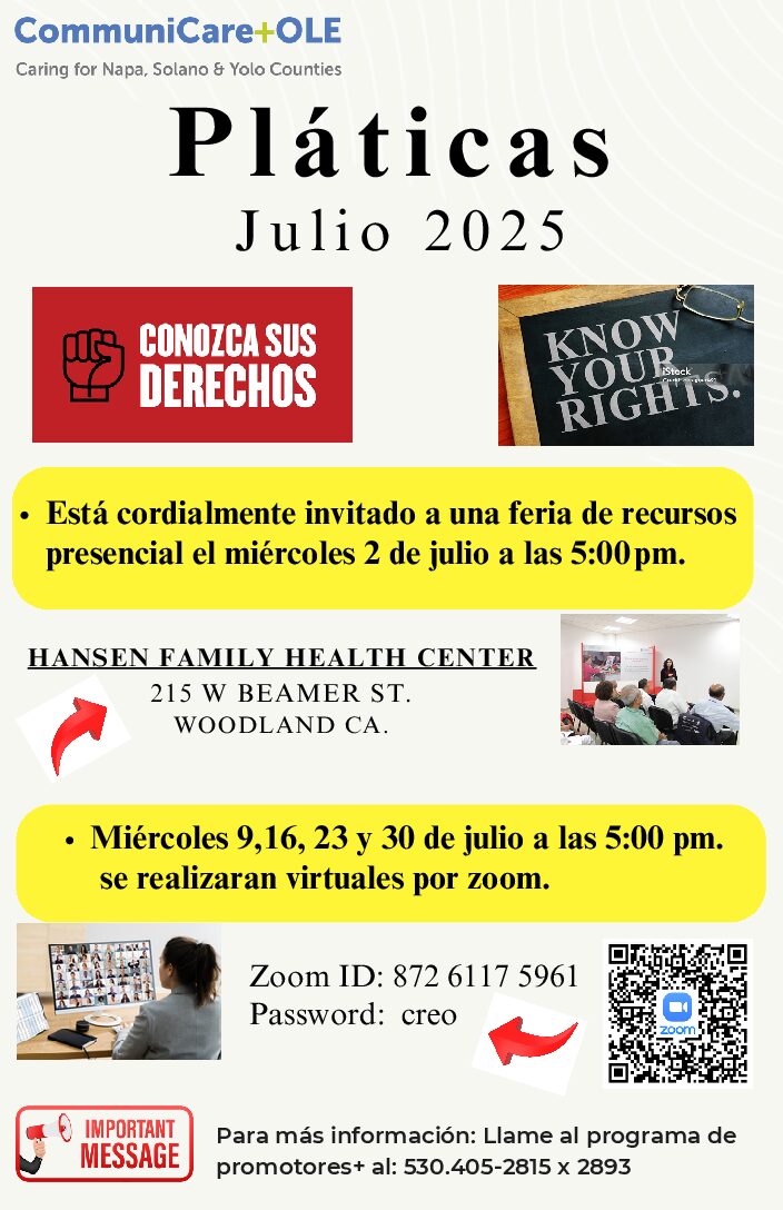 July 2025 Open Invitation: “Know Your Rights” Pláticas in Spanish – In Person & Virtual
