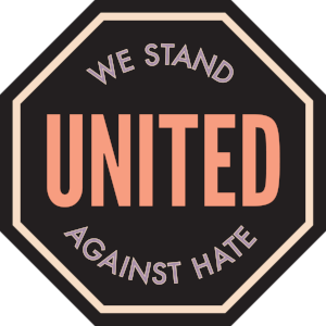 logo with words We Stand United Against Hate